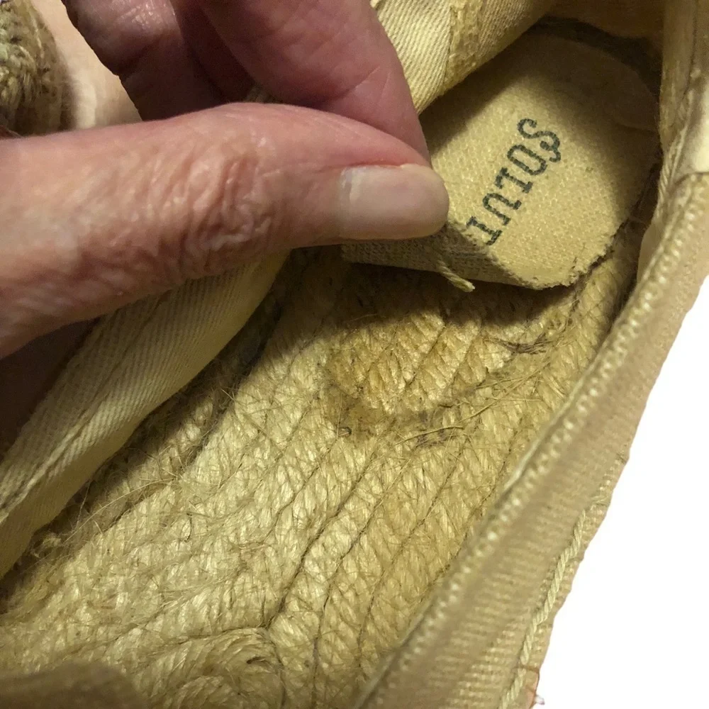 Soludos Tan Jute Canvas‎ Smoking Espadrille Palm Tree Slippers. Size 8.